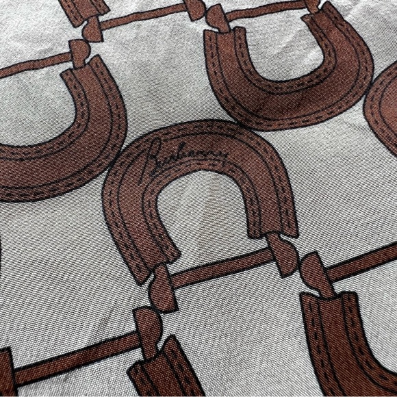BURBERRY Brown Silk Horseshoe Scarf - Picture 3 of 4